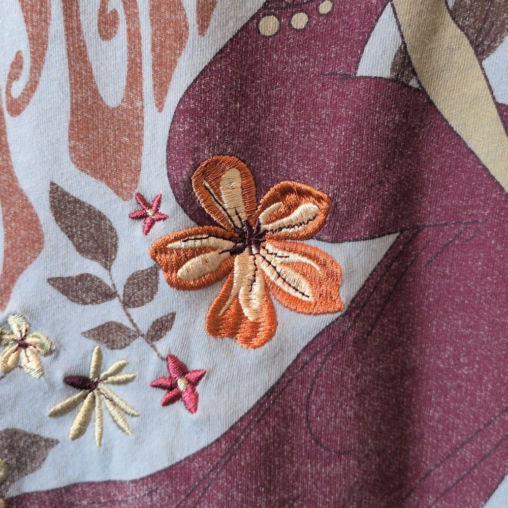 Janis Joplin Graphic Top Women 5X Light Blue Art Nouveau Boston 1969 Rock Tee - Picture 3 of 12